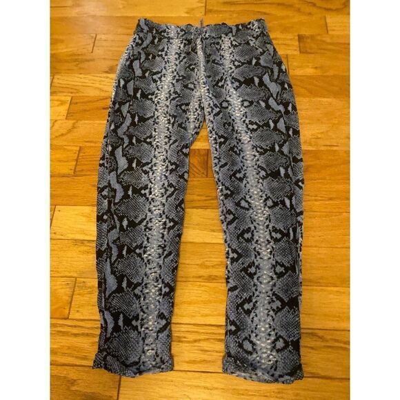 Dorothy Perkins women's blue snake skin printed high rise casual pants size 8 - Picture 1 of 9